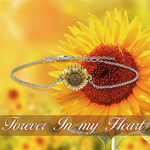 ONEFINITY Sunflower/Tree of Life Urn Bracelet for Ashes 925 Sterling Silver Sunflower/Tree of Life Cremation Keepsake Pendant Locket Bracelet for Women Mom - style: Gold Plated Sunflower Urn Bracelet
