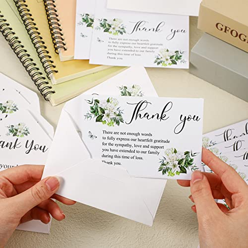 Marspark 50 Pack Thank You Sympathy Cards Funeral Thank You Cards with Envelopes and Message Memorial Sympathy Greenery Bereavement Notes for Funeral Family Friends Loved Ones(Lily)