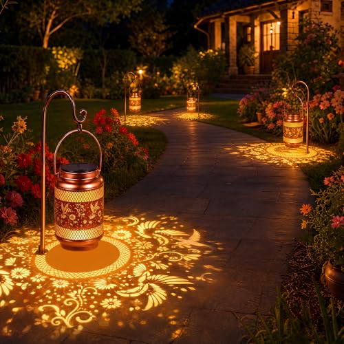 Solar Lanterns Outdoor Garden Decor- Solar Lights Waterproof Hummingbird Decorative Hanging Metal Lights Gardening Gift for Outside Yard, Patio, Backyard, Farm, Gifts for Women Mom - style: New Hummingbird