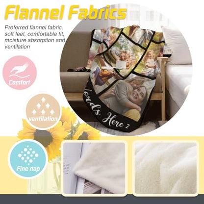 D-Story Personalized Blanket with 10 Photos Custom Blanket for Adults Kids Birthday Xmas for Dad Mom Son Daughter Family Picture Throw Blanket - color: A-10 Photos Design