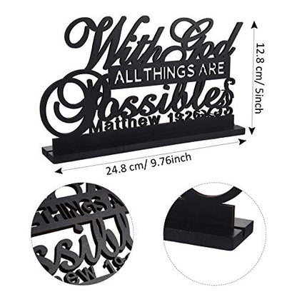 Jetec Inspirational Table Sign Art Decoration, with Lord Possible | Faith Decor for Table Centerpiece, Wooden Base Metal Cutout, Home Living Room, Motivational Letter Sign - style: With Lord Possible