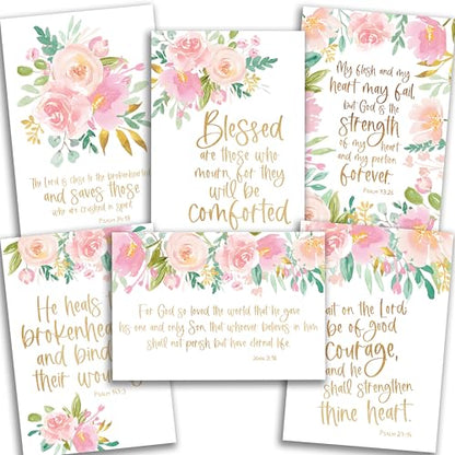 Hadley Designs Religious Sympathy Cards With Envelopes - 54 Christian Sympathy Cards Bulk, Bereavement Card Religious, Christian Sorry For Your Loss Card, Thinking Of You Heartfelt Condolences - style: Floral Pink Blush 54 pcs