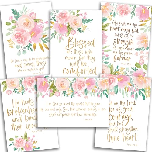 Hadley Designs Religious Sympathy Cards With Envelopes - 24 Christian Sympathy Cards Bulk, Bereavement Card Religious, Christian Sorry For Your Loss Card, Thinking Of You Heartfelt Condolences - style: Floral Pink Blush 24 pcs