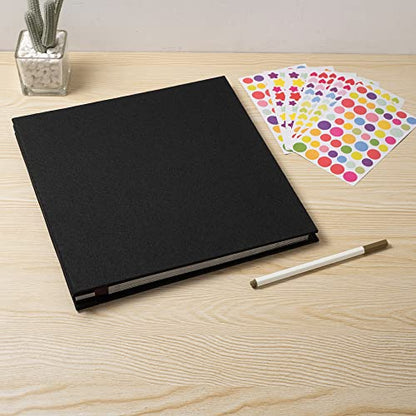 Photo Album Self Adhesive Scrapbook 3x5 4x6 5x7 6x8 Magnetic Album DIY Scrap Book 11x10.6 Inch 40 Black Sticky Pages Linen Cover DIY Photo Album(Black) - color: Black - Black Pages, size: 11"x10.8" 40 Pages