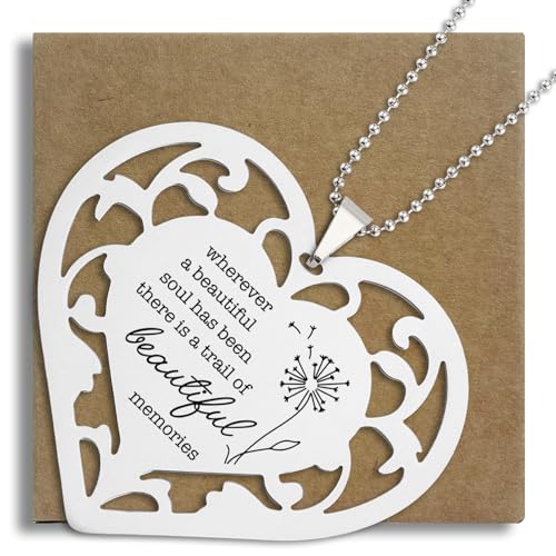 Memorial Heart Ornament, “Wherever a Beautiful Soul Has Been” Sympathy Gift for Loss of Dad, Remembrance Keepsake for Mom Dad Friends Bereavement Dandelion Hanging Ornaments S2X33 - style: Memorial Heart2