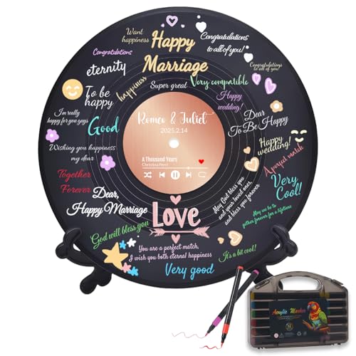 LRITER 1PCS Wedding Guest Book, Customizable Creative | Guest Book Signs for Wedding, Size 11.6in, Unique Vinyl Record Decorations for Special Day, Reception, Custom Guest Book C - color: Custom Wedding Guest Book C