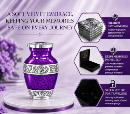 Small Urns for Human Ashes - Elegant Keepsake Cremation Urns - Purple - size: Purple Small Set of 6
