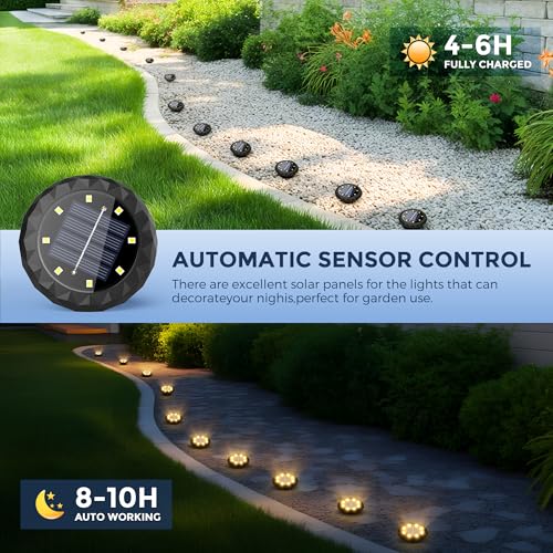 SOLPEX 12 Pack Small Solar Ground Lights, Driveway Lights Warm White - color: Warm White, size: 12 Pack