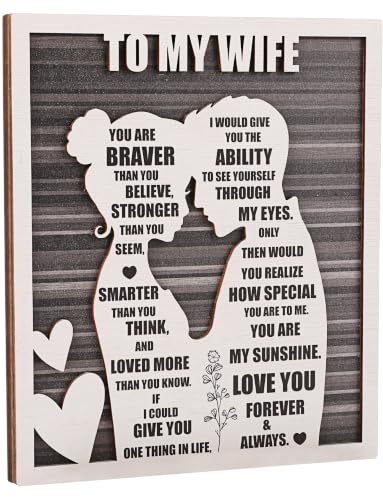 Mothers Day To My Wife Plaque | Valentines Romantic Gifts for Wife from Husband, Rustic Love Sign for Wife's Birthday, Wedding Anniversary, Christmas & Just Because - style: To My Wife