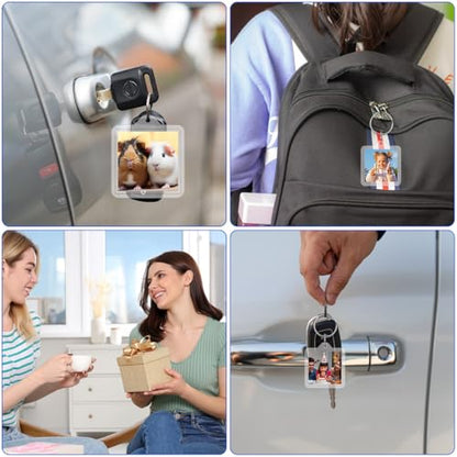 15/20 Pack Acrylic Photo Frame Keychain, Personalized Customizable Keychains, Clear Picture Keychain as Gift - color: 1.6"x 1.6"(20pack)
