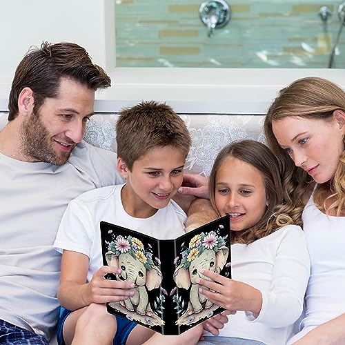 Photo Album 4x6 Photos - 60 Photos Capacity PU Leather Cover Photo Album with Strong Elastic Band, Portable Picture Album for Family Wedding Wedding Anniversary, Cute Baby Elephant - color: Cute Baby Elephant