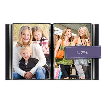 Pioneer Photo Albums EXP-46/LL 36-Pocket 4 by 6-Inch Embroidered "Love" Strap Sewn Leatherette Cover Photo Album, Mini, Lavender