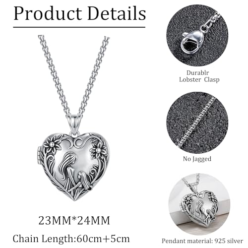 925 Sterling Silver Pictures Locket Necklace for Women Men - color: Black plated 5