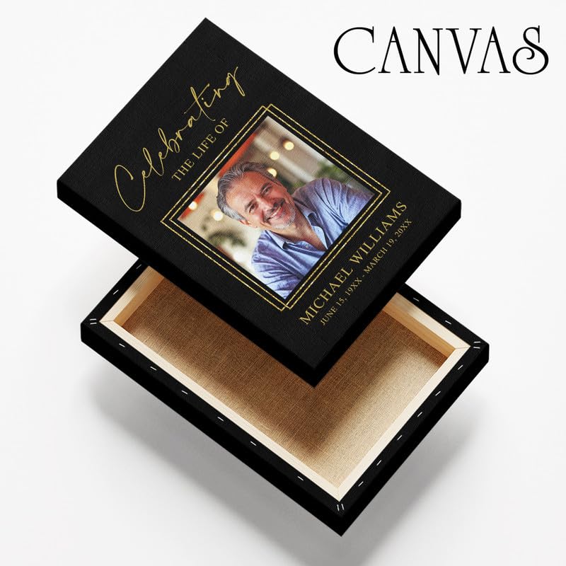 Celebrating the Life Memorial Sign Personalized - Funeral Welcome Sign, Celebration of Life Poster with Picture, Funeral Photo Display Board, In Loving Memory, Forever In Our Hearts Canvas #17 - color: Version #17
