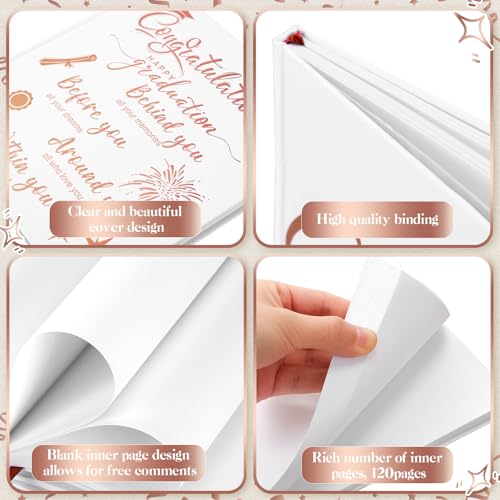 2026 Graduation Guest Book 8.7'' x 8.7" with 2 Markers Congratulations Graduate Gifts Class of 2026 Picture Book Hardcover Rose Gold Foiled Photo Album for Graduation Party Supply 144 Pages - color: White, style: Blessing