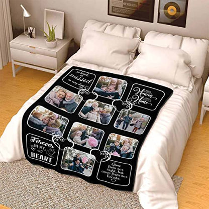 Custom Memorial Blanket Gifts Gone from Our Sight But Never from Our Hearts Personalized Photo Collage Blankets with Picture Name in Loving Memory Blankets Loss Sympathy Blanket for Loss of Dad - color: No.13