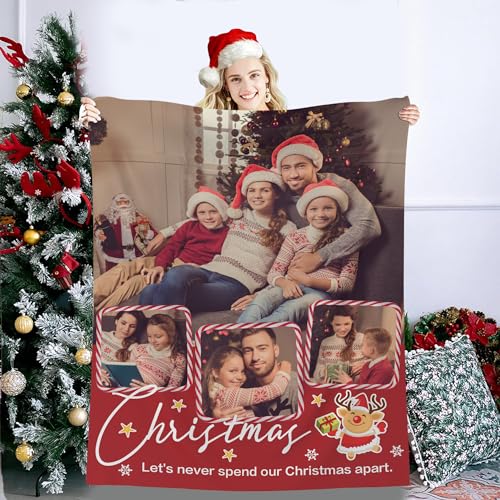 M YESCUSTOM Christmas Family Blanket Custom with 4 Photos Personalized Throw Blanket for Best Friend Custom Photo Blanket Gift for Christmas Funny Xmas Gift for Women Men Him&her - color: Style 26