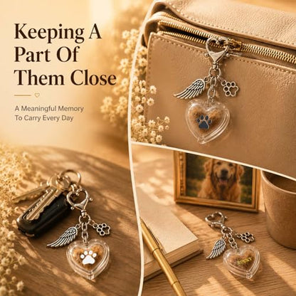 Personalized Pet Fur Keepsake Memorial Locket, Clear Heart for Dog Cat Fur or Photo, Pet Hair Keepsake DIY Name Stickers Included, Sympathy Gift for Loss of Pet, Memory Charm for Women Kids