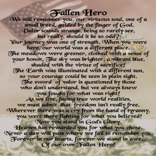 Fallen Hero: Military Funeral Guest Book, 8.5x8.5 Memorial Guestbook Sign-In Registry For Marine Corps Service Members And Veterans, Bereavement Poem Memory Keepsake