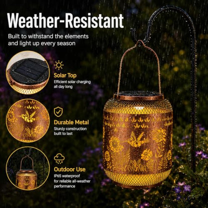 Solar Lantern Outdoor Hanging Hummingbird Solar Garden Light Gifts for mon - color: 01-Hummingbird