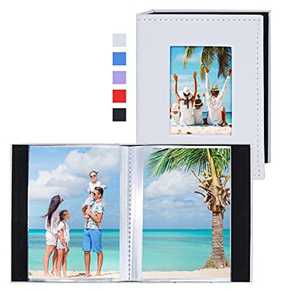Vienrose Small Photo Album 4x6 Holds 52 Photos, 2 Pack Mini Leather Photo Album with Cover Window, Acid-Free Baby Picture Album for Wedding, Family, Travel & Gift Keepsake, White - color: White, size: 26 Pockets