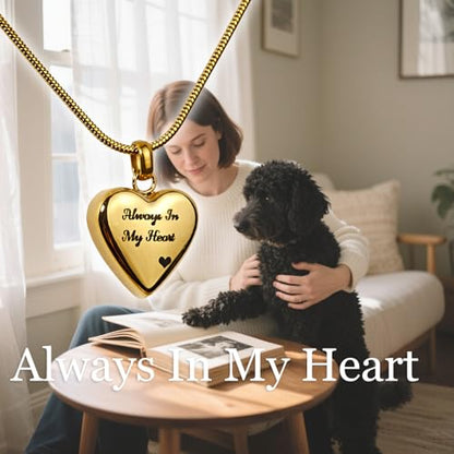 LittleFlower Paw Print Heart Pet Ashes Urn Necklace, Keepsake Pendant-Gold - style: Gold