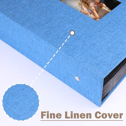 Ruibytree Extra Large Capacity Photo Album 4x6 Pictures 1000 Pockets, Blue | Linen Cover, Horizontal & Vertical 4x6 Photos, Removable Acid-Free Pages, Front Display Window, for Family, Wedding & Travel - color: Blue