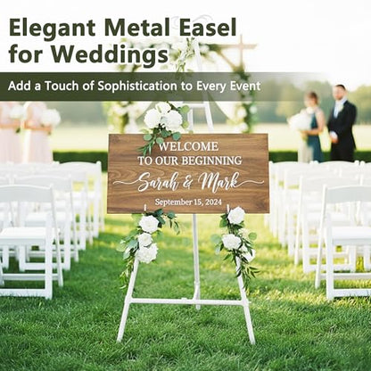 Easel Stand for Sign, Adjustable Easel Stand for Display, Metal Easel Display Stand Heavy Duty, White - color: White