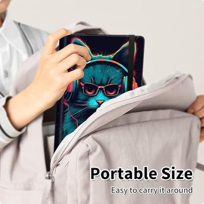 Photo Album 4x6 120 Pockets Photos with Elastic Band, PU Leather Photo Books Small Mini Capacity Picture Album for Family Wedding Anniversary Baby Vacation Pictures,Cat with Headphones Music - color: Cat with Headphones Music