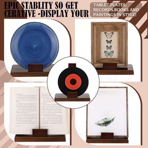 Weysat Wooden Plate Stand for Display 8 Inch Plate Postcard Picture Frame Book Display Stand with Square Block Base Home Office Decorative Table Top Easels - size: 8 Inch