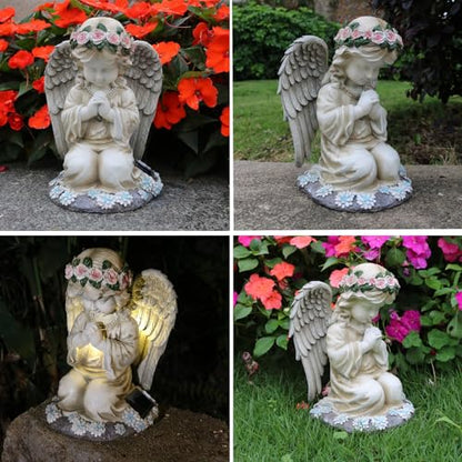 Solar Angel Garden Statues Outdoor,Garden Angel,Praying Angels Figurines | Kneeling Angel Girl,Angel Solar Lights,Home Decor for Patio Lawn Yard or Cemetery, Garden Gifts for Mom Grandma,Waterproof - style: Antique