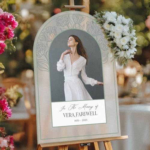 In Loving Memory Sign with Photo - Custom Funeral Welcome Board - Personalized Memorial Display for Services - color: Sign 10
