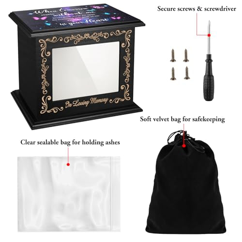 Abooxiu Cremation Urns for Human Ashes Keepsake Urn for Ashes, Burial Funeral Memorial Decorative Urns, Wooden Box and Casket Men Women Adult Male or Female with Photo Frame - Up to 200 LBS