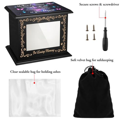 Abooxiu Cremation Urns for Human Ashes Keepsake Urn for Ashes, Burial Funeral Memorial Decorative Urns, Wooden Box and Casket Men Women Adult Male or Female with Photo Frame - Up to 200 LBS