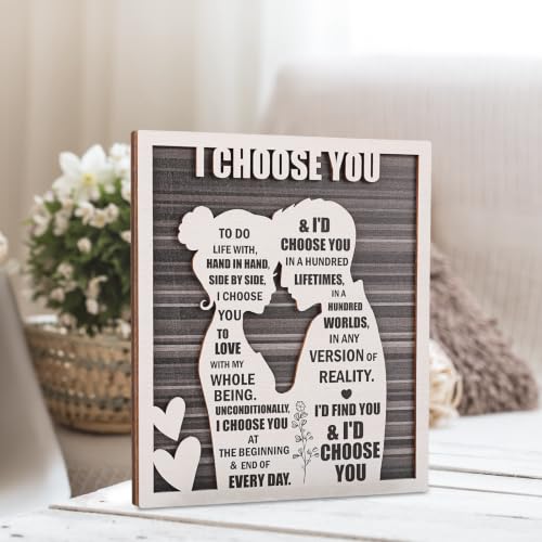 I Choose You Wood Sign Desk,Romantic Valentines Day Gifts for Him Her | Wedding Day Anniversary, Christmas Ideal for Husband Wife Boyfriend Girlfriend Couples & Newlyweds - style: I Choose You