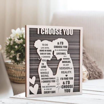 I Choose You Wood Sign Desk,Romantic Valentines Day Gifts for Him Her | Wedding Day Anniversary, Christmas Ideal for Husband Wife Boyfriend Girlfriend Couples & Newlyweds - style: I Choose You