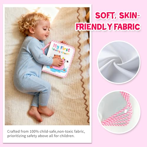 My First Baby Photo Album, 17 4x6 Photos, Soft Cloth, Pink | Children'S Mirror, for Baby Showers Picture, and Family Travel Memories - style: kapibala