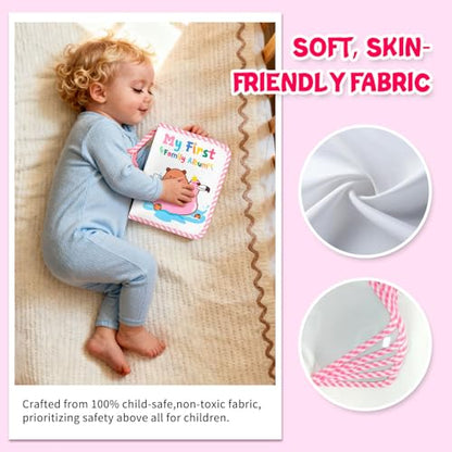 My First Baby Photo Album, 17 4x6 Photos, Soft Cloth, Pink | Children'S Mirror, for Baby Showers Picture, and Family Travel Memories - style: kapibala