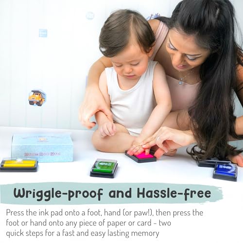 Baby Hand and Footprint Kit by Forever Fun Times | Get Hundreds of Detailed Prints with One Baby Safe Ink Pad | Easy to Clean, and Works with Any Paper or Card | Clean and Safe (Big Light Blue)