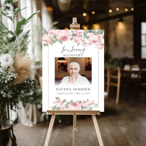 Personalized Funeral Welcome Sign, Celebration Of Life Sign, In Loving Memory Sign, Funeral Welcome Banner, Memorial Sign, Editable Funeral Welcome Sign, Funeral Welcome Sign With Stand #15 - color: Design 15