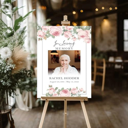 Personalized Funeral Welcome Sign, Celebration Of Life Sign, In Loving Memory Sign, Funeral Welcome Banner, Memorial Sign, Editable Funeral Welcome Sign, Funeral Welcome Sign With Stand #15 - color: Design 15