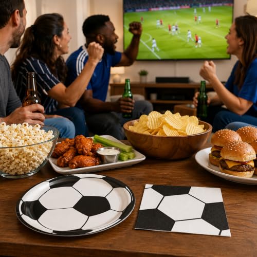 40 Pcs Soccer Plates and Napkins Set, Large 9 Inch Party Plates - color: Soccer