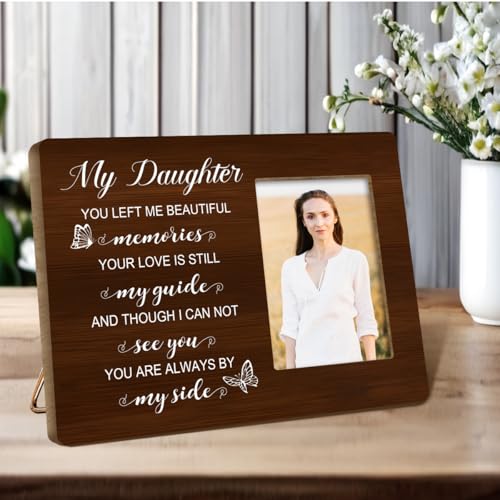 Daughter You Left me Beautiful Memories Wood Picture Frame,Memory Gifts for Loss of Daughter,Memorial Gift for Loss of Daughter,Sympathy Gifts Photo Frame - style: Daughter-1
