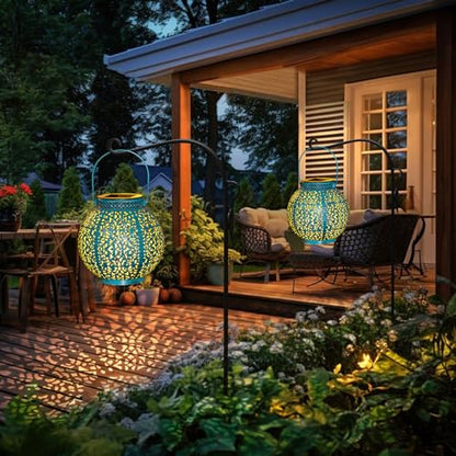TAKE ME 2 Packs Solar Lanterns Outdoor Lights Waterproof Garden Lanterns for Patio,Outside Mothers Day Gifts Mom Wife Grandma Birthday Gifts [Set of 2] - color: Blue
