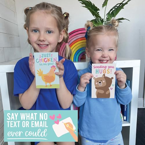 Hadley Designs Thinking of You Cards with Envelopes - 24 Hello Greeting Cards Thinking of You Card for Men & Women Bulk, Blank Encouragement Card for Kids, Just Because Cheerful Encouraging Notecards - style: Kids