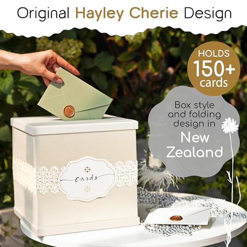 Ivory Wedding Card Box, Large 10” White Gift Card Box Envelope Money Holder | Graduation, Funeral Reception, Bridal & Baby Shower, Anniversary, Quinceanera, Birthday Party, Sweet 16, Baptism Basket, Slot