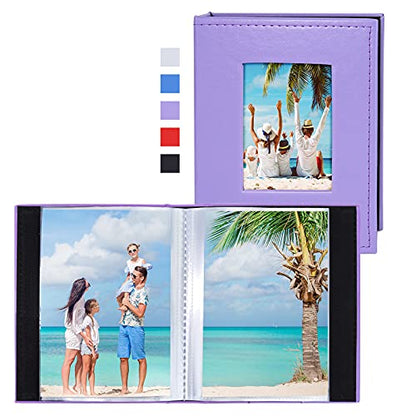 Vienrose Small Photo Album 4x6 Holds 52 Photos, 2 Pack Mini Leather Photo Album with Cover Window, Acid-Free Baby Picture Album for Wedding, Family, Travel & Gift Keepsake, Purple - color: Light Purple, size: 26 Pockets