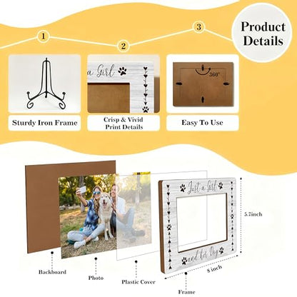 Dog Gifts Picture Frame with Iron Stand, Dogs Lovers Gift for Women or Men, Puppy Themed Gift for New Owners Photo Frame Horizontal Photo for Tabletop Display A-02 - style: Dog Gifts Picture Frame-A