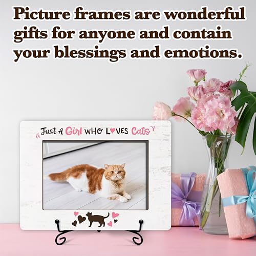 Cat Photo Frame For Girls, Funny Gifts For Birthday Christmas Thanksgiving, Just A Girl Who Loves Cats Picture Frame Gifts For Cat Lovers, Cat Themed Gifts For Girls Friend Cat Mom Cat Owner -29 - size: Just A Girl Who Loves Cats