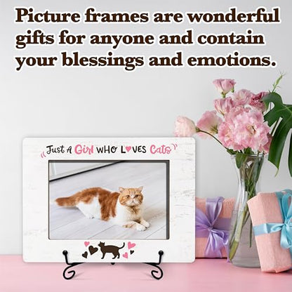 Cat Photo Frame For Girls, Funny Gifts For Birthday Christmas Thanksgiving, Just A Girl Who Loves Cats Picture Frame Gifts For Cat Lovers, Cat Themed Gifts For Girls Friend Cat Mom Cat Owner -29 - size: Just A Girl Who Loves Cats